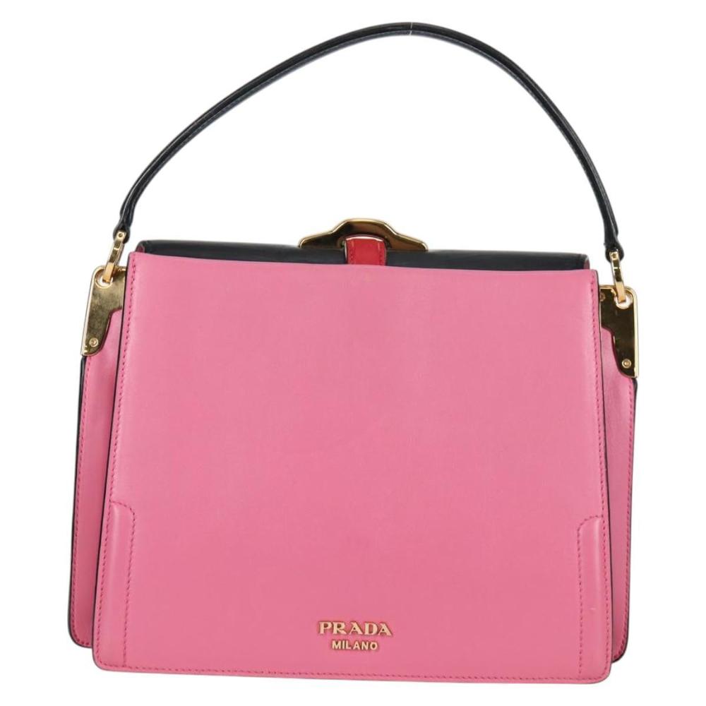 PRADA Bell Hand Bag Leather 2way Pink Gold Auth 141818M - Picture 2 of 16